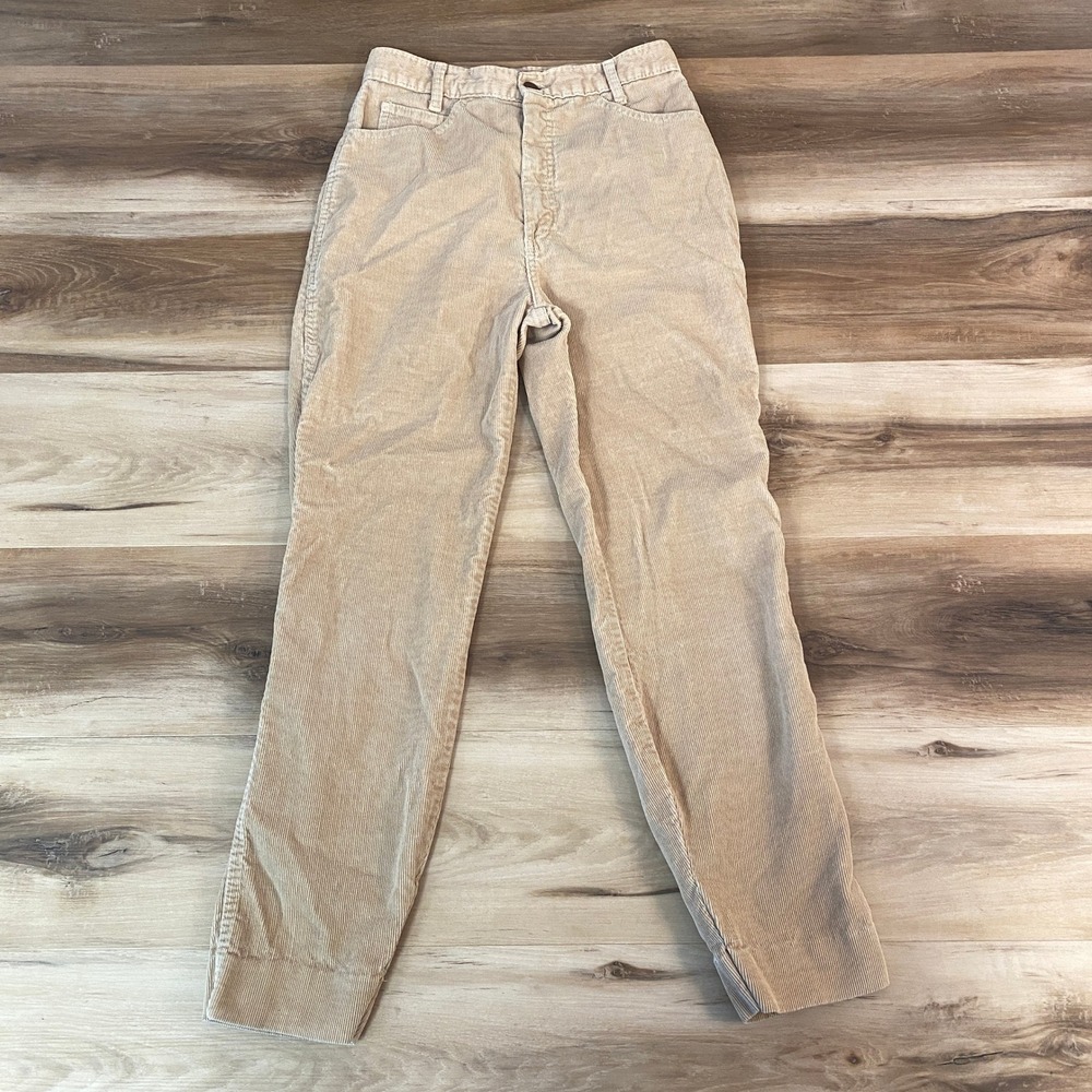 Vintage Womens Size 11 Tan Corduroy High Waisted Pants Altered Tapered Leg